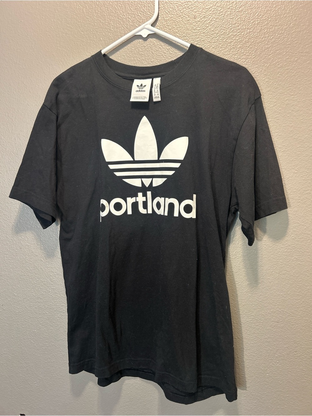 Adidas Originals Stacked Portland Trefoil Graphic T-Shirt Black White Mens M
